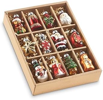 RAZ Imports Vintage Traditional Christmas Ornaments, 2-inch Height, Glass, Set of 12, Christmas, Home Decor