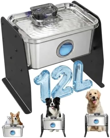 PETTEN Elevated Stainless Steel Dog Water Fountain Indoor 12L/3Gal