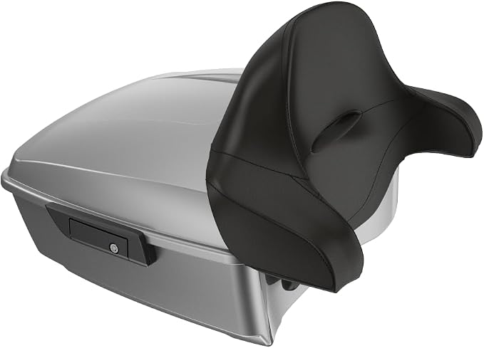 Advanblack Road Glide Tour Trunk Pack Dark Platinum King Tour Trunk Pack Luggage +Wrap-Around Backrest Pad for '97-'25 Harley Touring Road King Street Glide Electra Glide CVO models