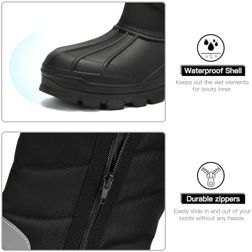 Kricely Men's Snow Boots Waterproof Non-Slip Outdoor Hiking Athletic Warm Fur Boot Comfortable Causual Cold-Weather Boots