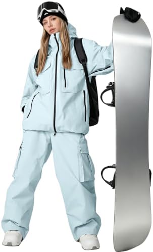 Women's Baggy Snow Snowboard Pants Loose Fit Cargo Ski Pants Bibs Insulated