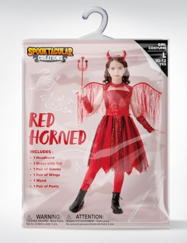Spooktacular Creations Halloween Devil Costume Kids, Red Devil Costume for Girls for Child Halloween Cosplay Themed Parties