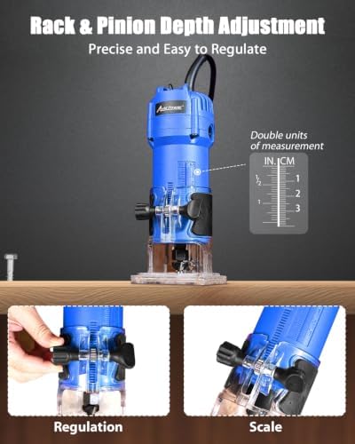 AVID POWER Compact Wood Router Tool for Woodworking 630W 5.3 Amp, Trim Bits