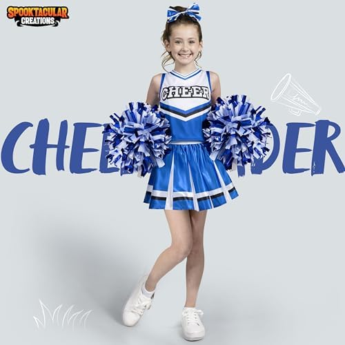 Spooktacular Creations Halloween Girl Cheerleader Costume, Cheer Uniform Set, Cheerleading Outfit for Halloween DressUp Party