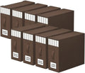 StorageTastic 8 Pack Bed Sheet Closet Organizers and Storage,Sturdy Foldable Storage Containers with Window and Label,Storage and Organization for Bedding Sheets,Duvet Covers,Blankets (Brown)
