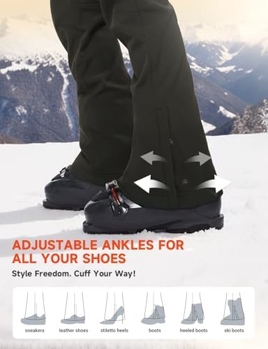 Moosehill Women's Snow Ski Pants : Water Resistant Fleece Lined Flare Fit