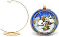 Hand Blown Glass Christmas Ornaments Ball, Sapphire 8 in + Stand