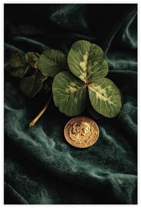 JDBeehpy (Unframed, Canvas Only Wall Art Canvas Retro Lucky Coin Clover Lucky Irish Blessing Gift Minimalist Room Bedroom Poster Saint Patrick Decoration 16x24inch(40x60cm)