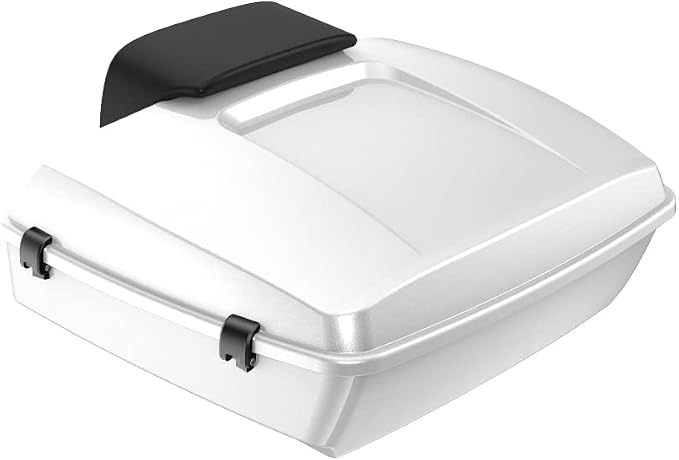 Advanblack Road Glide Tour Trunk Pack White Hot Pearl Chopped Tour Trunk Pack Backrest Pad for '97-'25 Harley Touring Road King Street Glide Electra Glide CVO models