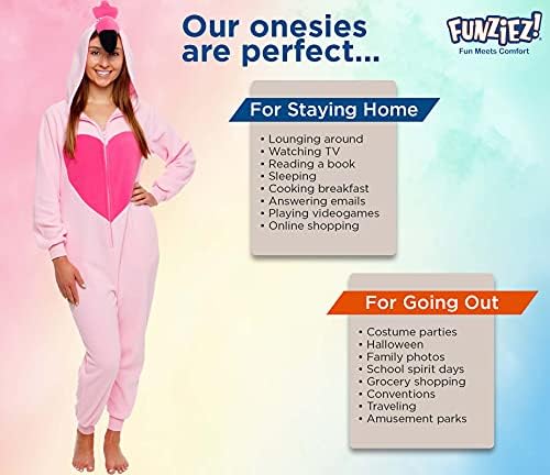 Funziez! Slim Fit Adult Onesie - Animal Costume - Plush Unisex Halloween One Piece Cosplay Suit for Women and Men