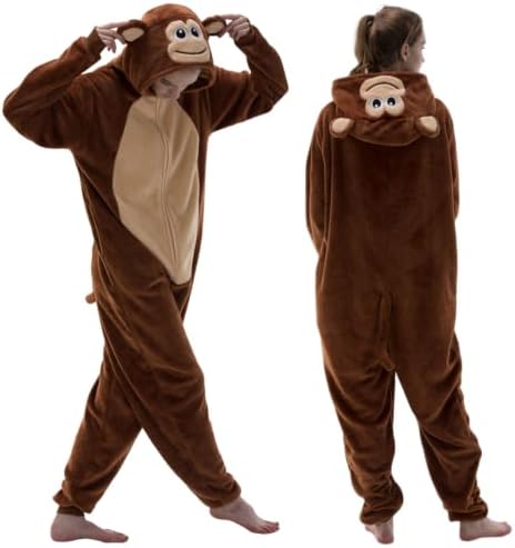 Snug Fit Unisex Adult Onesie Pajamas, Flannel Cosplay Animal One Piece Halloween Costume Sleepwear Homewear