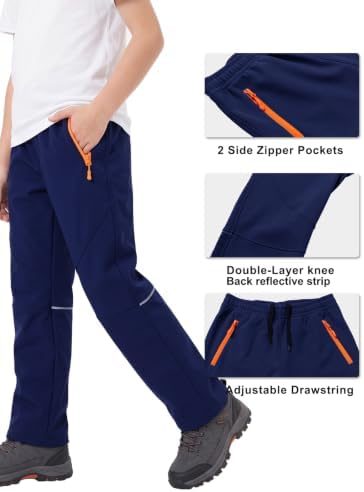 Kids Snow Pants Boys Ski Pants Fleece Lined Waterproof Trousers