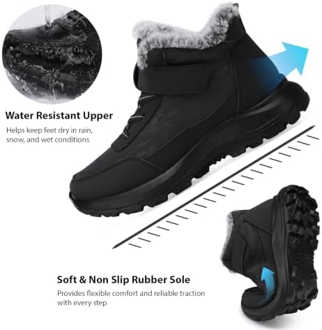 SHIBEVER Snow Boots Women Warm: Winter Fur Lined Ankle Booties