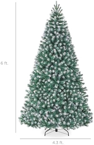 Best Choice Products Artificial Frosted Christmas Tree, 6ft Premium Unlit Realistic Spruce Holiday Décor w/Dense Branches, Metal Base - Blue Spruce