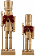 Wenqik 2 Pcs Gold Christmas Nutcracker Decor Ornaments Neutral Figurine