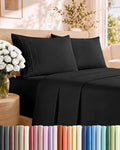 Cal King Size 4 Piece Sheet Set - Comfy Breathable & Cooling Sheets - Black