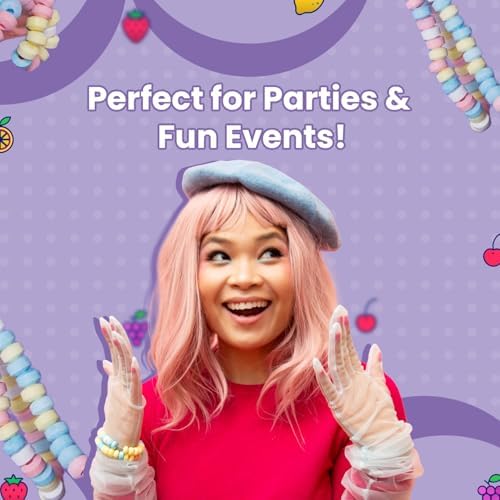 Smarties Candy Necklace - Bulk Candy Individually Wrapped - Gluten Free & Vegan, Fruit Flavored, Hard Candy on Stretch String - Perfect For Birthdays & Halloween Hard Candy Box - 24 Count (Pack of 2)