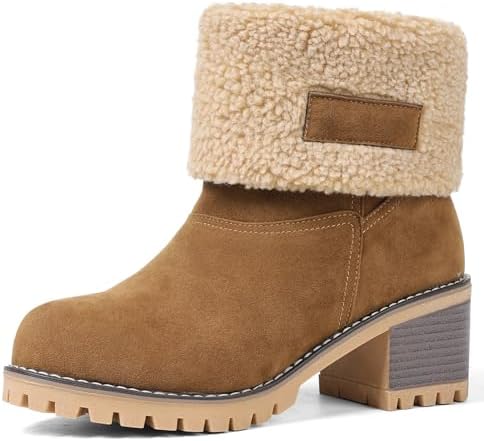 AOSPHIRAYLIAN Snow Boots Women Fur Lined Winter Boots Slip on Warm Shoes