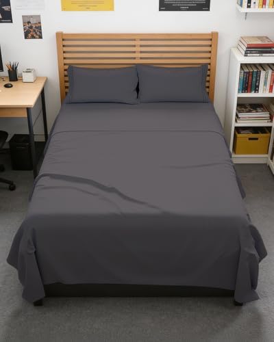 Full XL Sheets - 4 Piece Full XL Sheet Set - Cool & Breathable - Dark Grey