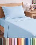 Twin Size 3 Piece Sheet Set - Breathable & Cooling Sheets - Light Blue