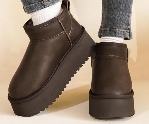 Project Cloud 100% Genuine Leather Ankle Boots for Women Platform Boots