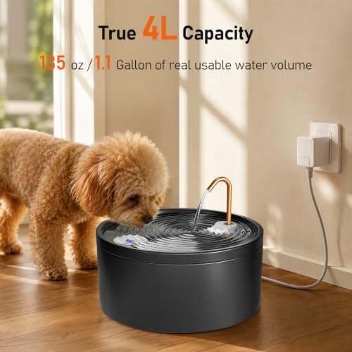 DOOOB Ceramic Dog Water Fountain, 4L/135oz Ceramic Cat Water Fountain