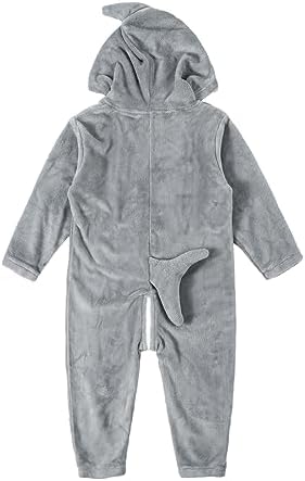 LOLANTA Boys' Girls' Dinosaur Shark Costume Flannel Jumpsuits Animal Onesie