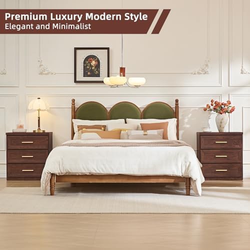 RWYHG Nightstands Set of 2 Wood 3 Drawer Storage 26" Tall Gold Handle