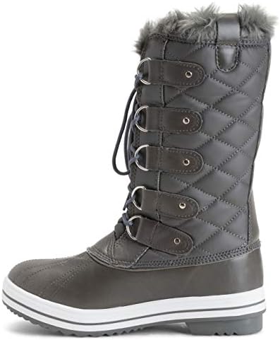 POLAR Womens Snow Boot Nylon Tall Winter Fur Lined Snow Warm Waterproof Rain Boot
