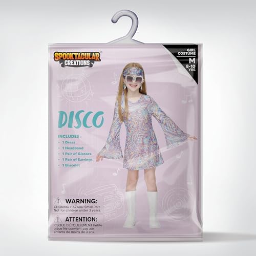 Spooktacular Creations Halloween Costume for Girls, Kids Disco Costume, Girls 70s Outfit, Kids Hippie Dress for Parties
