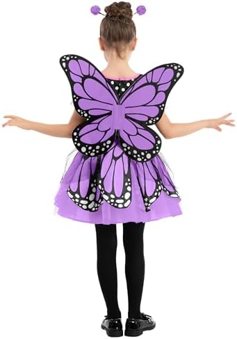 Spooktacular Creations Child Girls Butterfly Costume, Toddlers Butterfly Outfit w/Wings Headband for Kids Halloween Parties