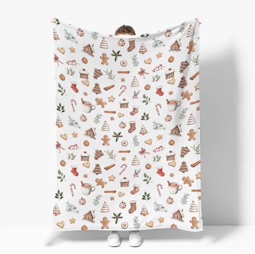 Vintage Christmas Baby Blankets for Boy Girl Sweet Candy Trees Stockings House Fir Leaves Soft Flannel Nursery Bed Blankets for Infant Toddler Crib Winter Holiday Festive Swaddle Blanket 60x80inch