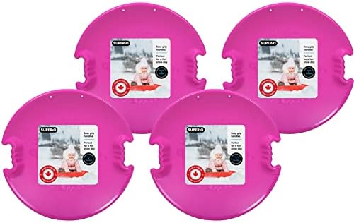 Superio Round Saucer Snow Sleds for Kids and Adult, Spiral Toddler Sled 26" Avalanche Circle Jet Sled for Toddlers Age Plastic Sledding Disc, Winter Snow Toys Fun for Kids and Adults, 4-Pack