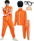 Adult Halloween Costumes for Men 2026,Family Orange Zip-Up Tracksuit