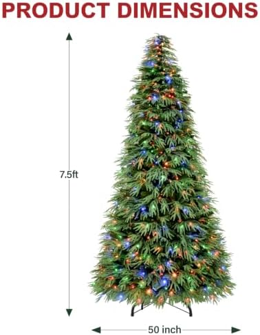 Hykolity 7.5 ft Prelit Premium Christmas Tree with 550 Multicolor LEDs