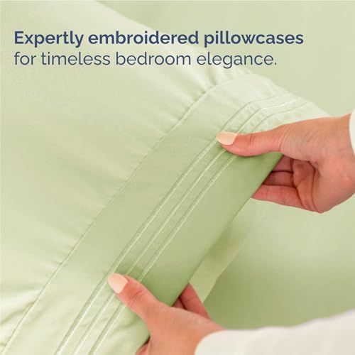 Full Size 4 Piece Sheet Set - Comfy Breathable & Cooling - Light Sage Green