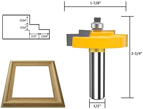 TAIWAIN Router Bit Set 1/2 Inch Shank 3 PCS, Frame Wood Milling Cutter,Rail &Stile Woodworking Miter Carbide CNC Cutting Router Bits Sets Tool for Cabinet Drawer Door Surfacing (G1-G)