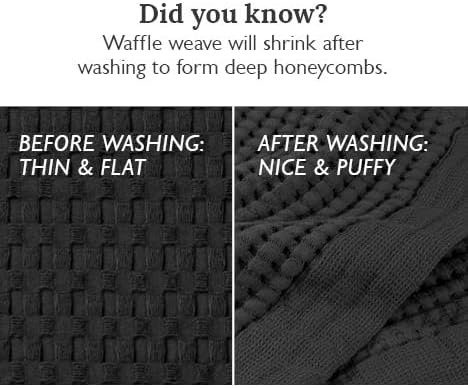 GILDEN TREE Waffle Towels for Bathroom Luxury 100% Cotton Bath Towels, Quick Dry Towel, Thin Super Absorbent Lint Free Shower Towels, Bath Towels Set of 2, Modern Style (Faded Black)