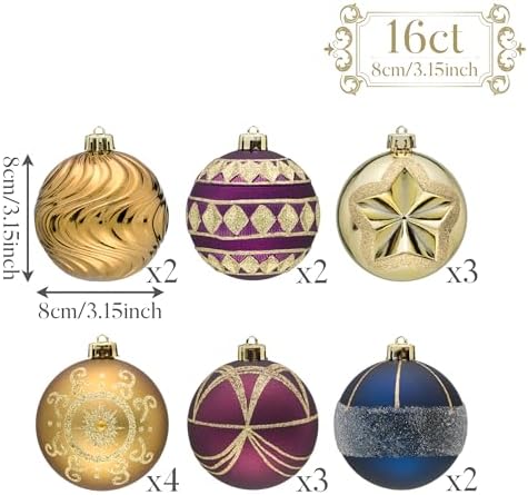 Valery Madelyn 16ct Christmas Tree Decorations Ball Ornaments 3.15 Inches