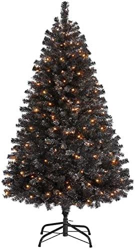 Yaheetech 4.5ft Pre-lit Christmas Tree with 150 Warm White Lights, Black