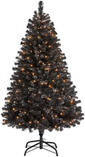 Yaheetech 4.5ft Pre-lit Christmas Tree with 150 Warm White Lights, Black