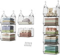 X-cosrack 5 Tier Closet Hanging Organizer, Clothes Hanging Shelves with 4 Hanging Hooks 5 S Hooks, Wire Storage Basket Bins, for Clothing Sweaters Shoes Handbags Clutches Accessories Patent Design