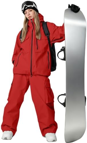 Women's Baggy Snow Snowboard Pants Loose Fit Cargo Ski Pants Bibs Insulated