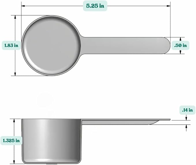 48 mL (48 CC | 1.62 Oz.) Long Handle Plastic Measuring Scoop for Coffee, Protein Powder, Pet Food, Spices, Grains, Dry Goods – Food-Grade BPA-Free (Pack of 5)