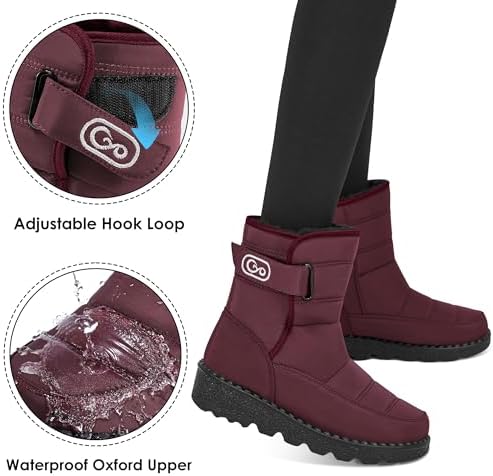 Ablanczoom Womens Winter Snow Boots with Warm Fur Lining Comfortable Booties Non Slip Waterproof Outdoor Shoes