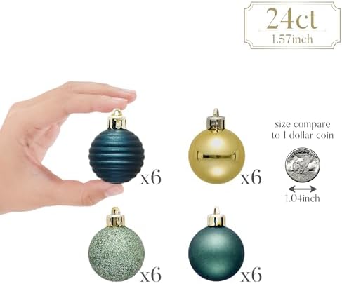 Valery Madelyn Small Christmas Tree Decorations Ball Ornaments 24ct 1.57"