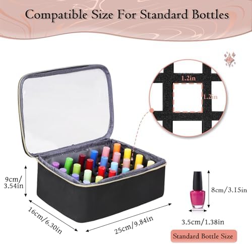 YOREPEK Nail Polish Organizer Bag Holds 48 Bottles (15ml/0.5 fl.oz) UV lamp