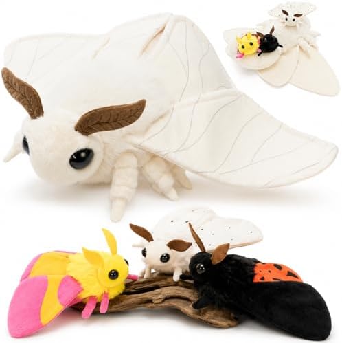 MorisMos Plush Moth Stuffed Animal with 3 Moth Babies