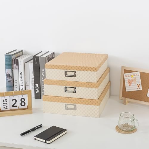 Soul & Lane - Geometric Check Scrapbook Storage Boxes with Lids, Set of 3