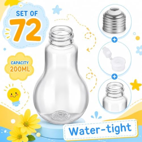 Tessco for you 1 Pcs 6.8 oz/ 200 ml Plastic Light Bulb Jars, Silver